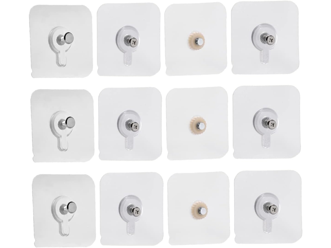 Juego de 12 clavos acrílicos adhesivos para colgar cuadros, relojes y decoraciones de pared.
