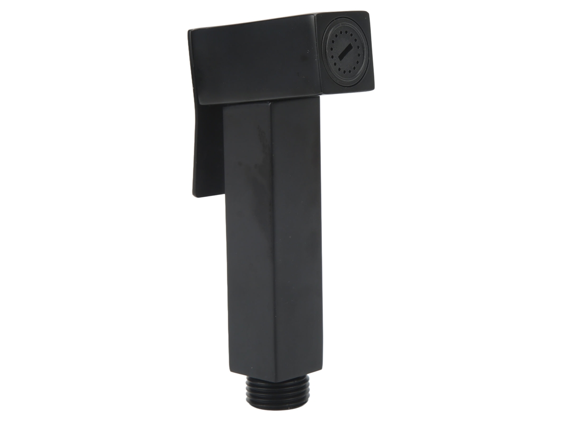 Rociador de fregadero de acero inoxidable negro con alto caudal para baño.