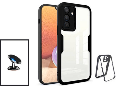 Kit Carcasa 360° Protección Frente y Verso + Soporte Magnético Samsung Galaxy M52 5G Pro GIFT4ME Negro
