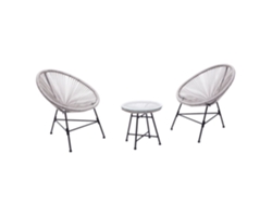 Conjunto de Jardín CONCEPT U Acapulco 2 sillones Egg + mesa de centro gris claro