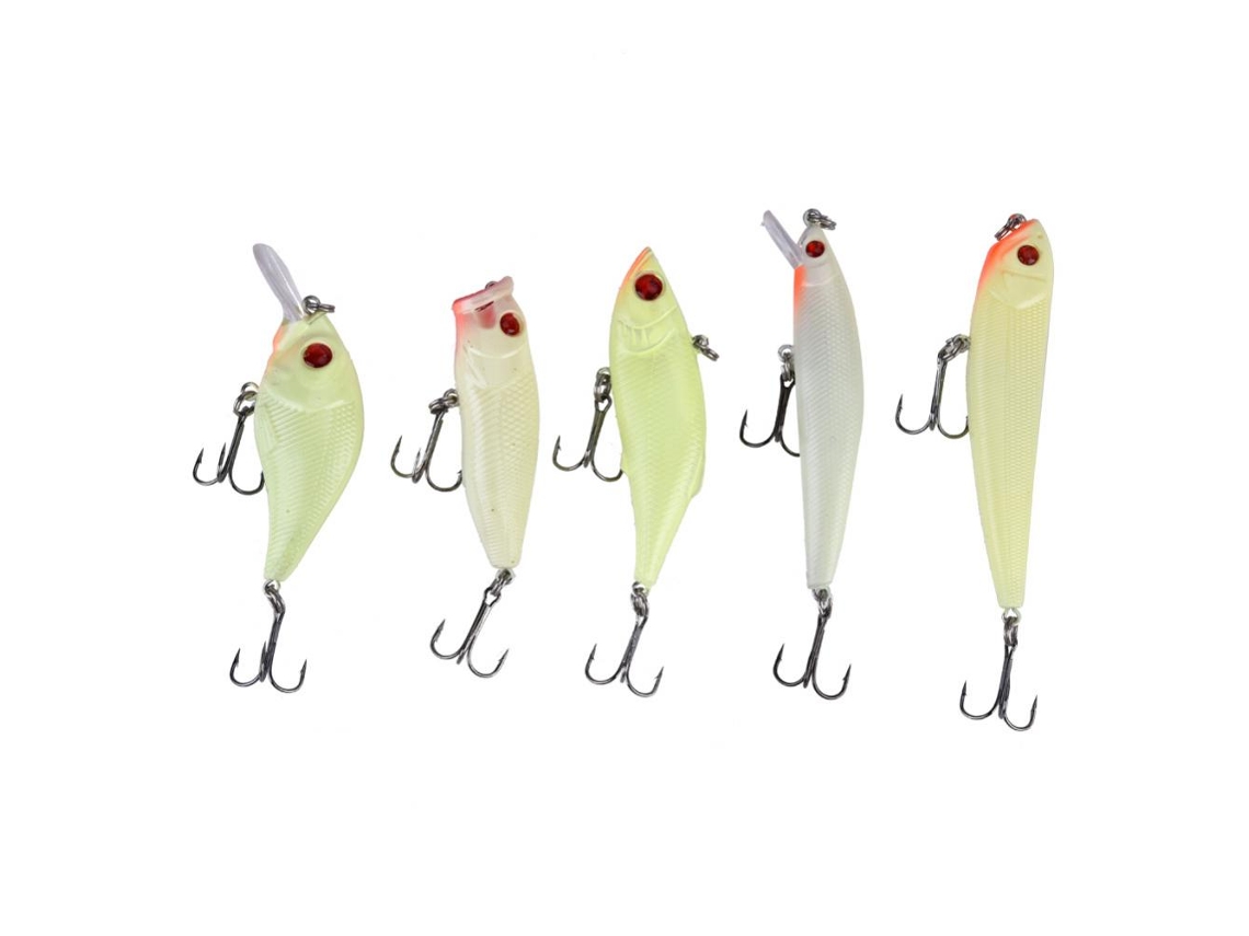 5 Señuelos De Pesca Luminosos Hechos De Plástico Abs Duro Con Anzuelos. Accesorios De Pesca.