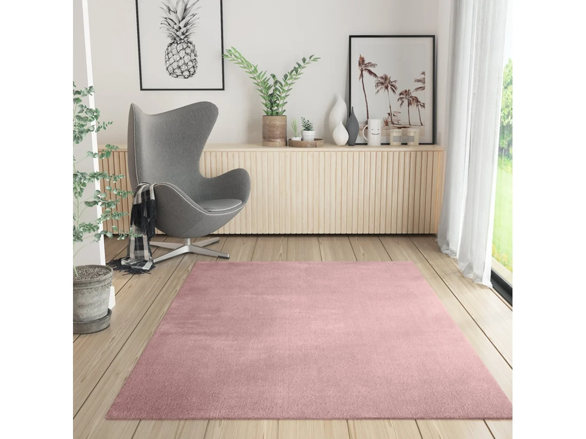 Rugura - Alfombra Salón Moderna Unicolor Lavable Antideslizante Pelo Corto Y Suave 200x290cm Rosa