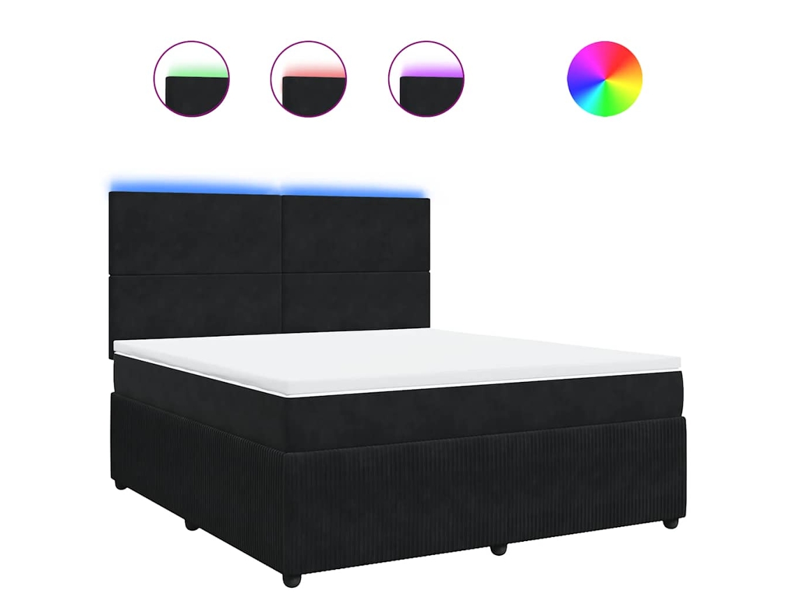 Maison Exclusive - Cama Box Spring Con Colchón Terciopelo Negro 180x200 Cm