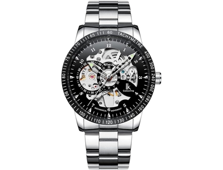Reloj VEANXIN de cuerda automática esqueleto para hombre en acero negro-plata
