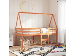 Techo De Cama Infantil Madera Maciza Marrón 199x80,5x88 Cm