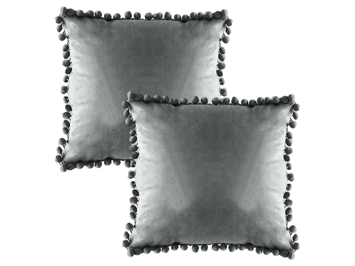 Juego De 2 Fundas De Almohada De Terciopelo Con Pompón, Estilo Rústico, 50,8 X 50,8 Cm