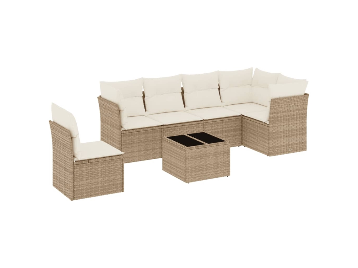 Maison Exclusive - Set Sofás De Jardín 7 Piezas Y Cojines Ratán Sintético Beige