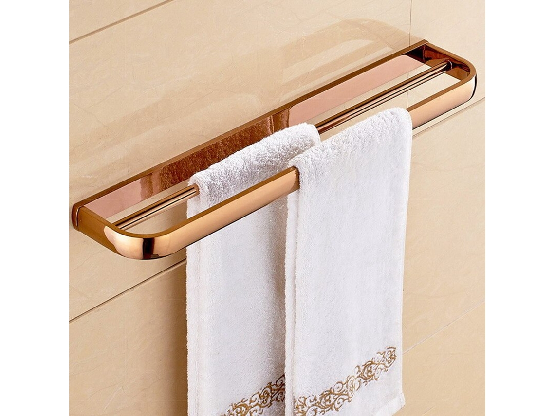 Juego de accesorios de baño Jortmrd de latón dorado rosa cuadrado con toallero
