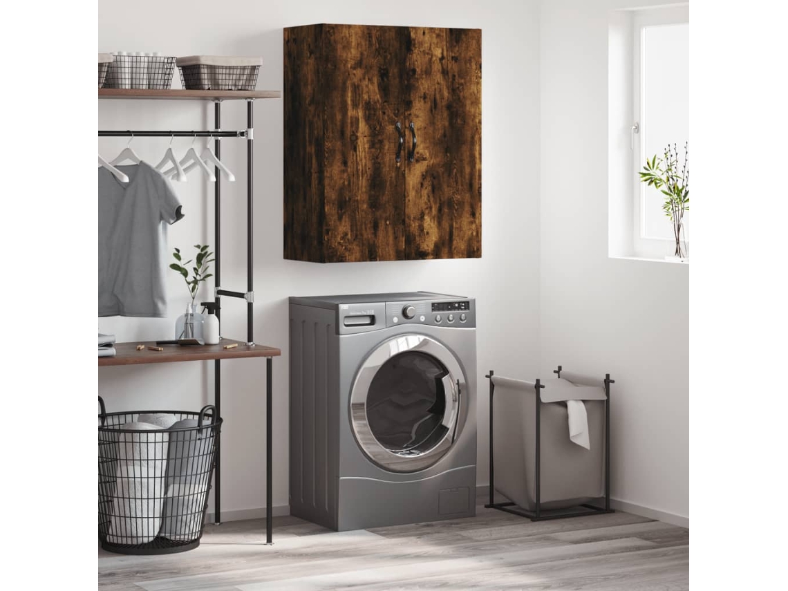 Armario De Pared Madera Ingeniería Roble Ahumado 69,5x34x90 Cm