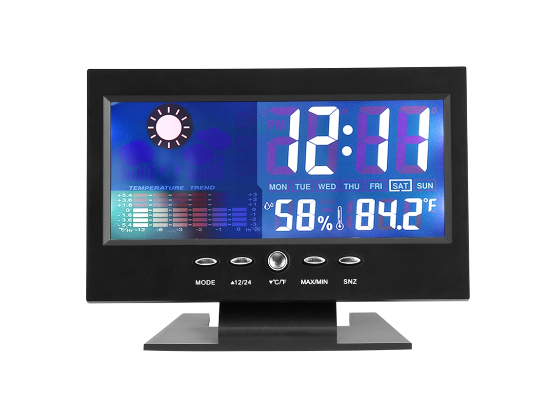 Reloj Digital, Termómetro, Humedad, Pronóstico Del Tiempo, Alarma, Nivel De Confort, Calendario