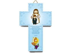 Figura Decorativa LITTLE DROPS OF WATER Cruz Comunión Jesús y Niño (Azul - Resina)
