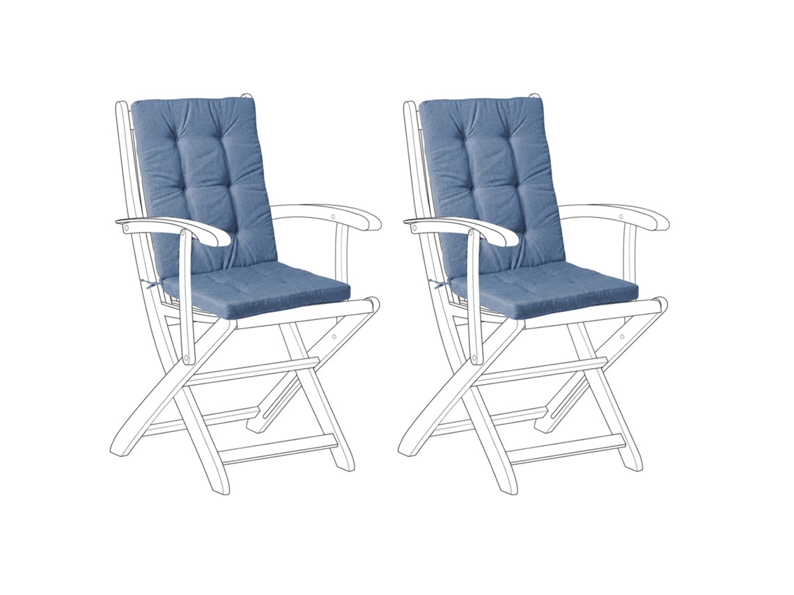 Conjunto De 2 Almofadas De Encosto/assento Beliani Maui Premium De Poliéster Azul 42x95x5