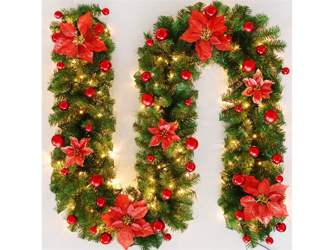 Decoración navideña de vides, paquete de corona de flores de 2,7 m, decoraciones navideñas