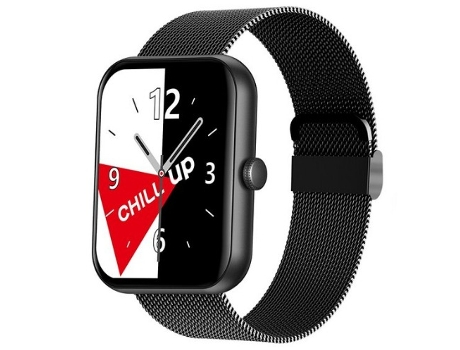 Smartwatch YOUPRO I32 Correa de Metal Negro Menús en Portugués Recibe Notificaciones y Alertas de Llamadas Incluye Funciones Deportivas