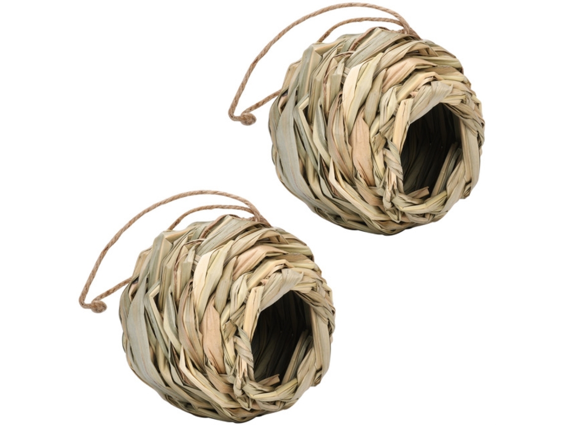 Casa Para Colibríes Tejida A Mano Con Hierba Natural, Nido Para Pájaros Para Decoración De Interiores Y Exteriores.