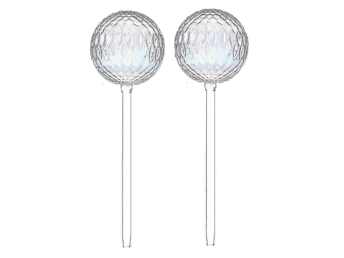 Juego de 2 globos de cristal con estampado degradado de arcoíris para regar plantas