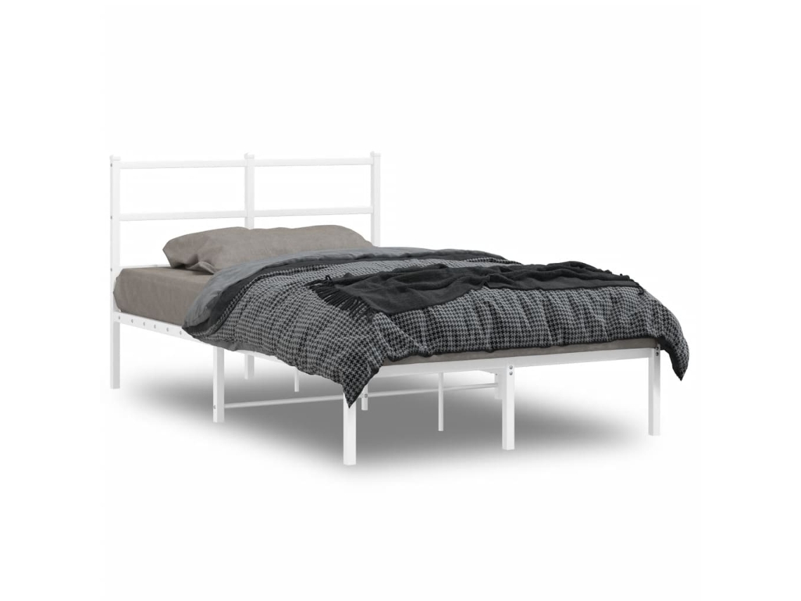 Estructura Cama Sin Colchón Con Cabecero Metal Blanco 120x200cm