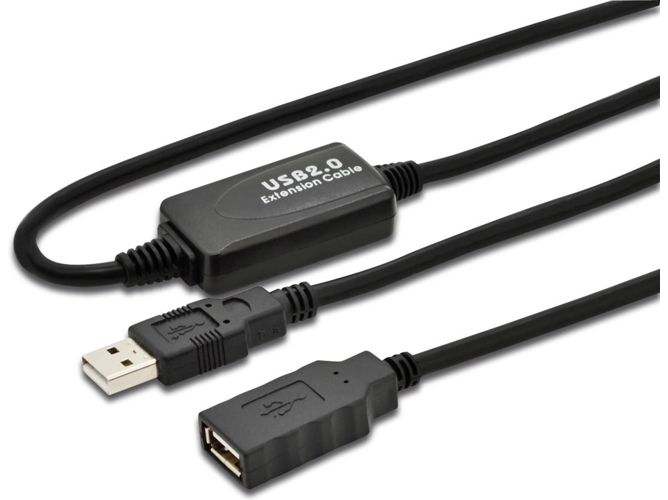 Cable USB DIGITUS USB A/USB A 10 m Macho/Hembra Negro