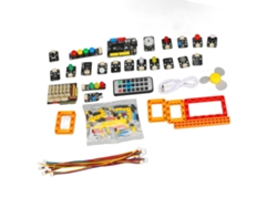 Kit de robot educativo con programación, bloques, sensores y LED omnidireccional.