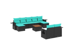 Maison Exclusive - Conjunto De Sofá De Jardín De 10 Piezas Con Cojines, De Poliratán Negro