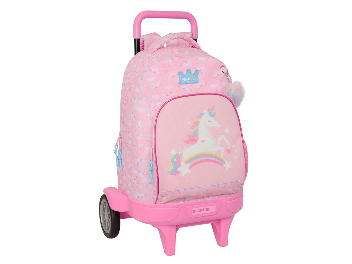 Mochila Escolar Con Ruedas Glow Lab Rosa 33 X 45 X 22 Cm