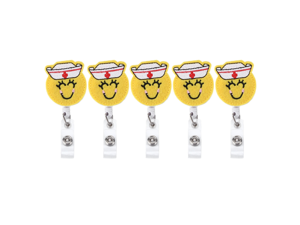 5 Pcs Clip de Crachá Boca de Crocodilo Embroiderado Retrátil para Enfermeiras Acessórios de Roupa