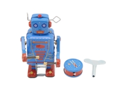 Juguete Retro De Robot De Hojalata Con Mecanismo De Cuerda Manual Y Manivela, Ideal Para Coleccionar Por Niños Y Adultos.