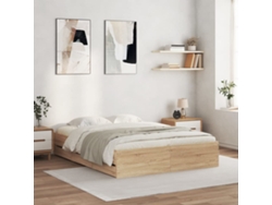 Cama Con Cajones Madera Ingeniería Roble Sonoma 150x200 Cm