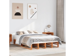 Cama Sin Colchón Madera Maciza Pino Marrón Cera 150x200 Cm