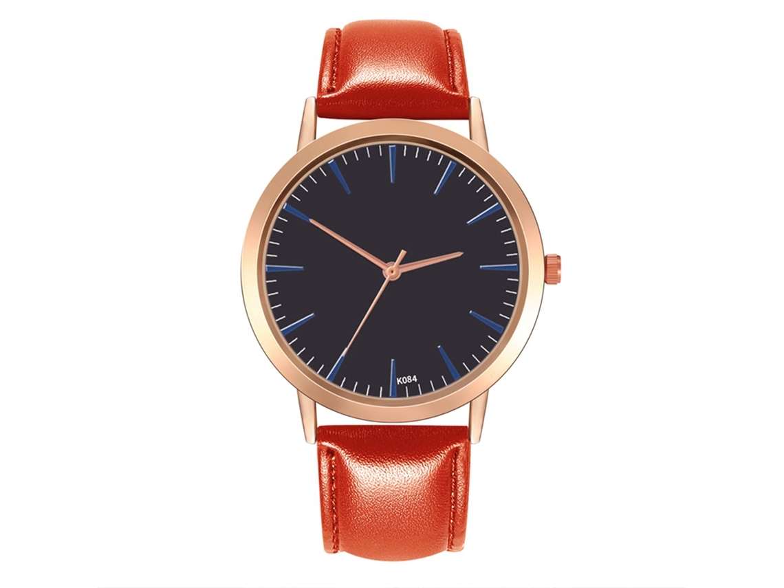 Elegante Reloj De Pulsera De Cuarzo Con Correa De Cuero Para Hombre Y Mujer (rojo)