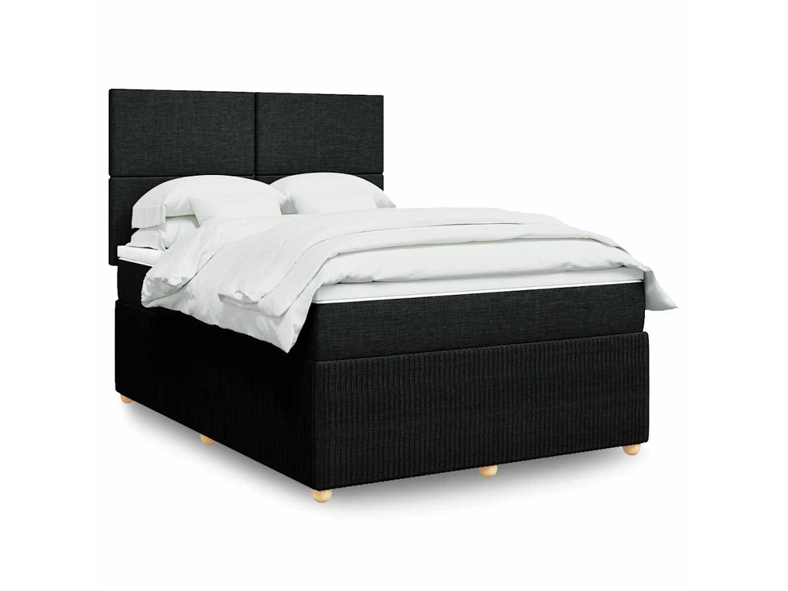 Maison Exclusive - Cama Box Spring Con Colchón Tela Negro 140x190 Cm