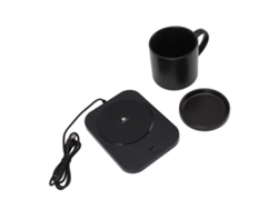 Aquecedor Elétrico De Caneca Inteligente 55℃ Com 3 Configurações De Temperatura Usb 5v Preto Com Copo Cerâmico