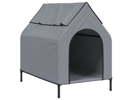 vidaXL Casa para perros tela Oxford y acero gris claro