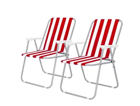 Pack De 2 Sillas De Playa Plegables Tumbona Portátil para Ocio Al Aire Libre 74X52X38Cm Rojo SELEOK