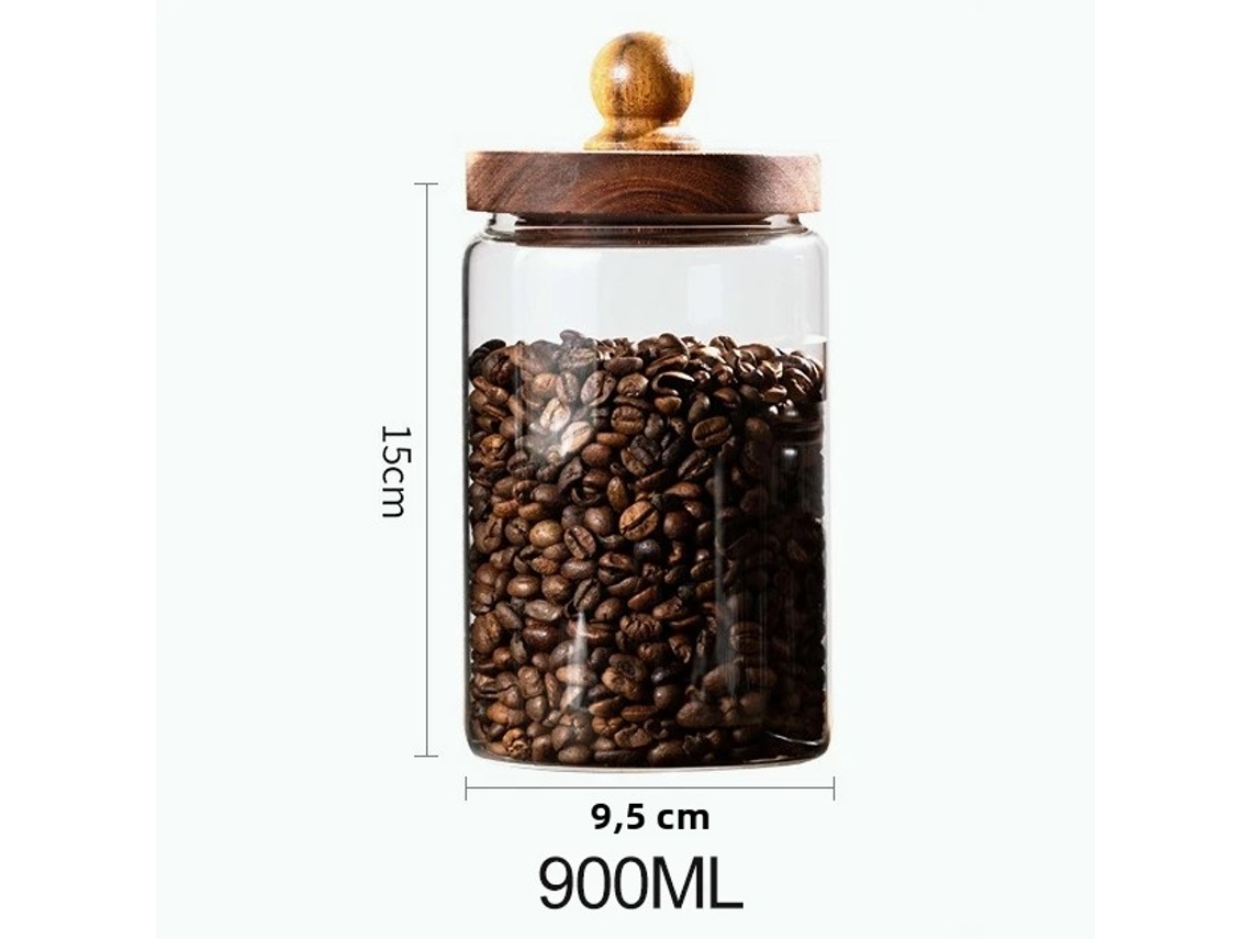 (900 Ml) Recipiente Para Café Con Aire Acondicionado, Botella Hermética Para Alimentos, Frasco De Vidrio Para Almacenar Granos Con Tapa