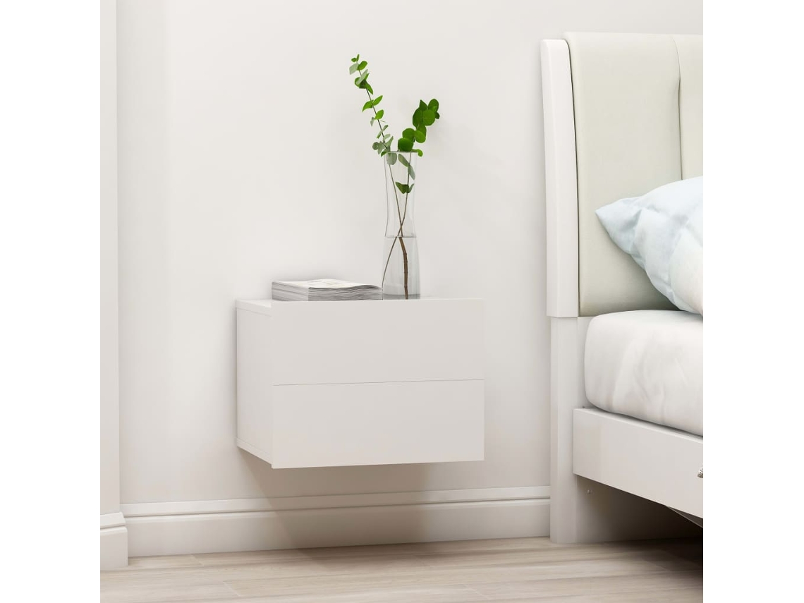 Mesita de noche (2 unidades, 40 x 30 x 30 cm), madera blanca, DKD HOME DECOR