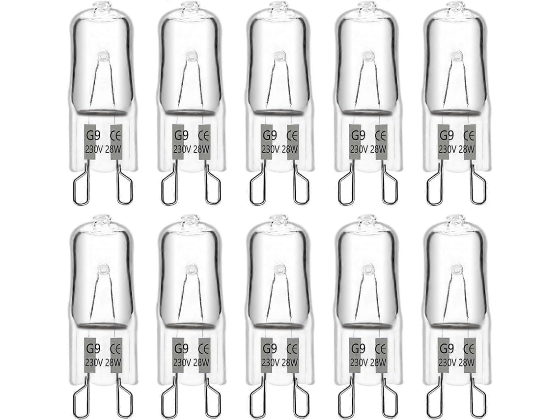 Rebe-bombilla Halógena G9 28w 230v 370lm 2700k Blanca Cálida Regulable, 10 Unidades Para Lámparas Colgantes, Farolas, Apliques