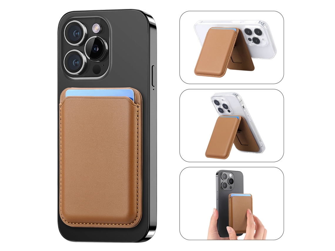 Cartera magnética ultrafina para iPhone con soporte ajustable - Marrón Hexinyigjly