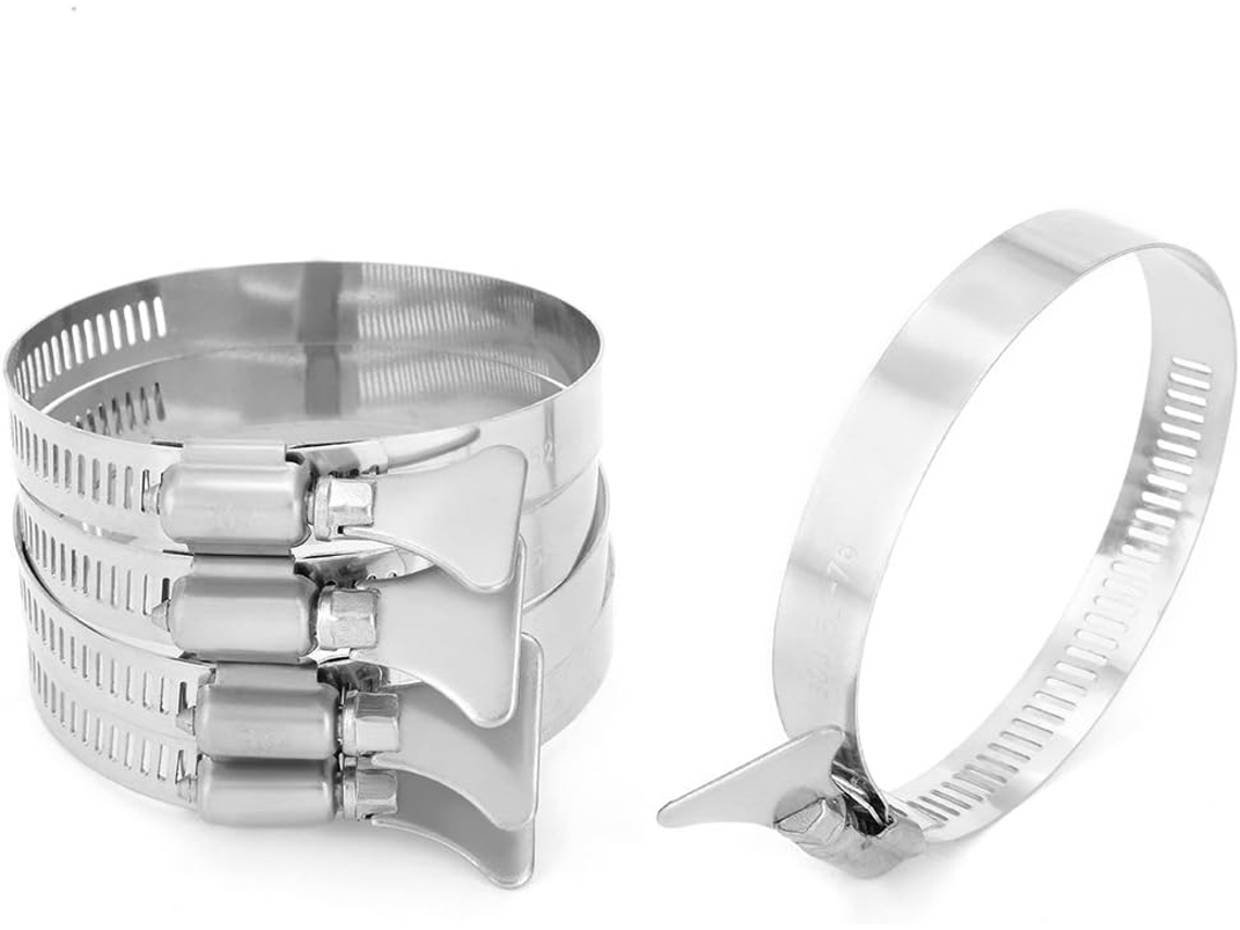 Abrazadera De Manguera Tipo Mariposa De Acero Inoxidable 304 Con Rango De Sujeción De 52 Mm A 76 5
