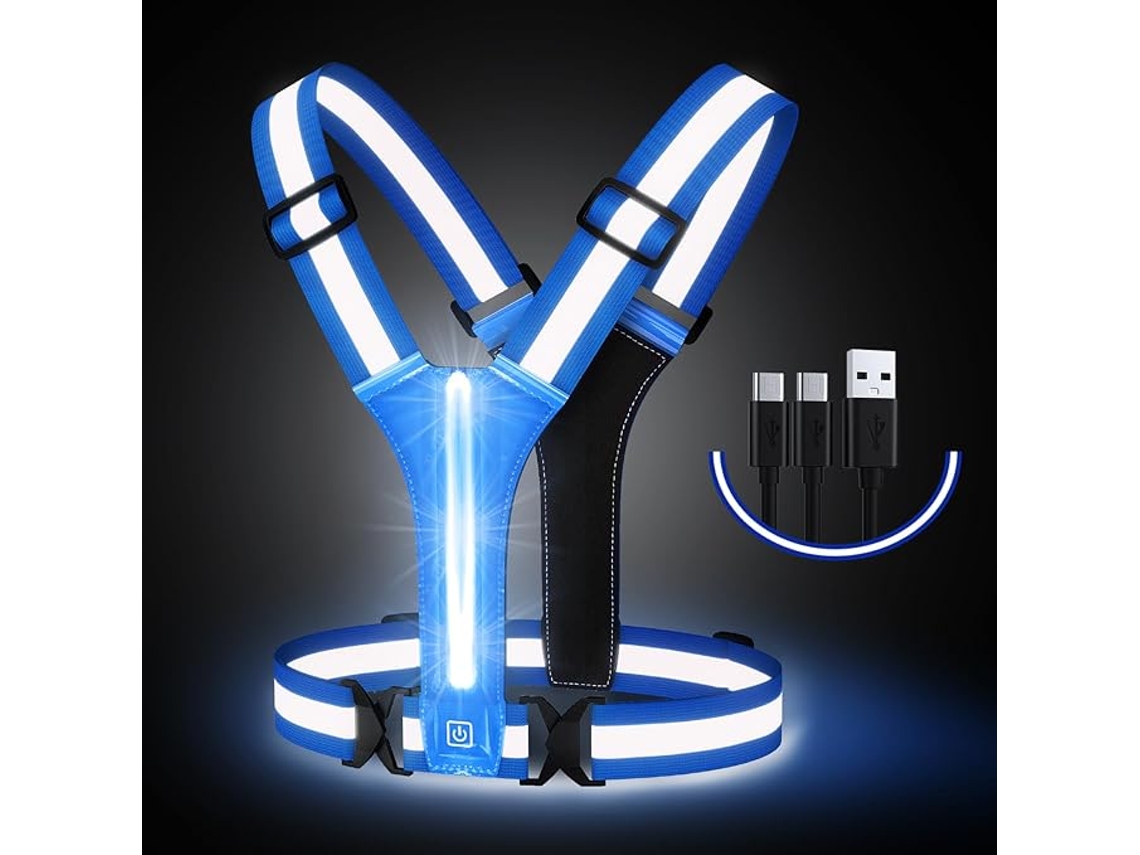 Colete Led Refletor Usb, Alta Visibilidade Azul ZYBLSSBB
