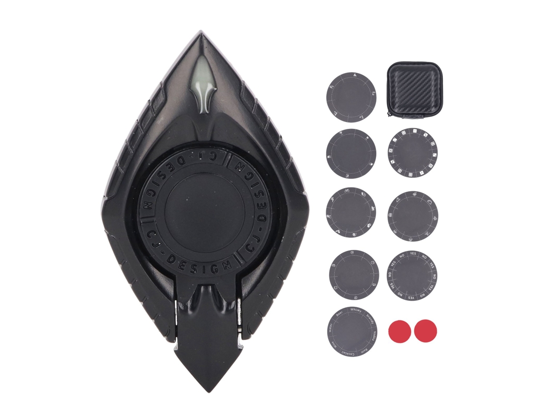 Bjww - Juguete sensorial giratorio de metal para aliviar la ansiedad, soporte para teléfono, juguete giratorio para la punta de los dedos con pegatinas, negro