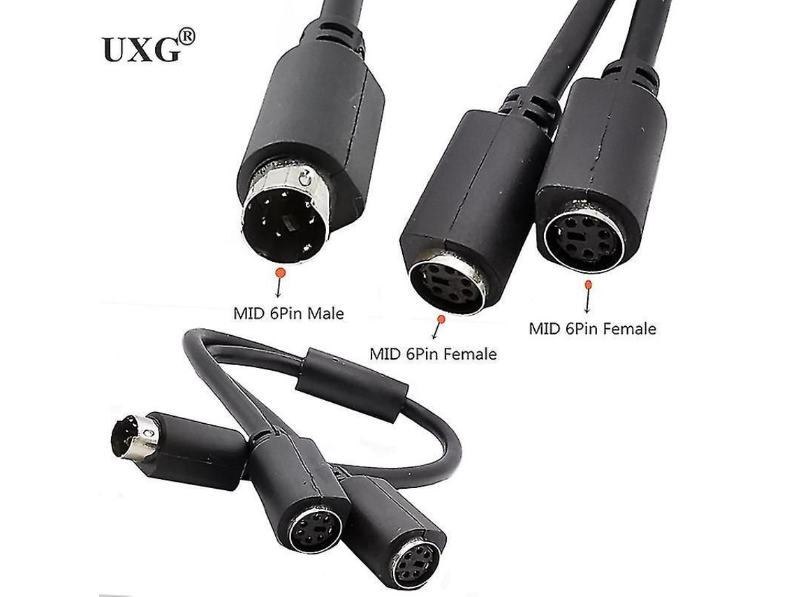 Cable Adaptador Divisor En Y Mini Din De 6 Pines Ps/2 (1 Macho A 2 Hembras, 0,3 M, 30 Cm) Para Teclado, Ratón Y Escáner.