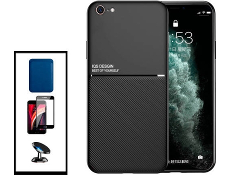 Kit Carcasa Magnética Anti Choque + Cartera + Protector de Pantalla iPhone SE 2022 G4M Negro