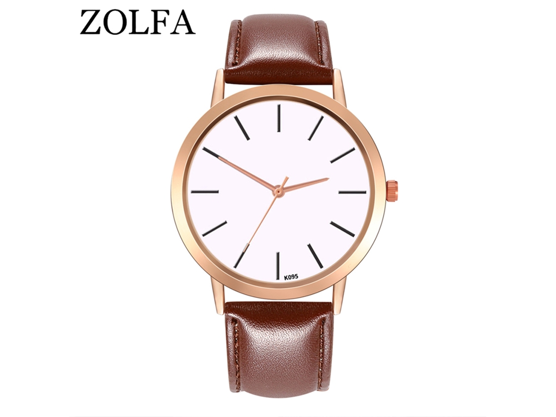 Reloj De Pulsera De Cuarzo Para Hombre/mujer Con Esfera Redonda, Color Marrón Oscuro.