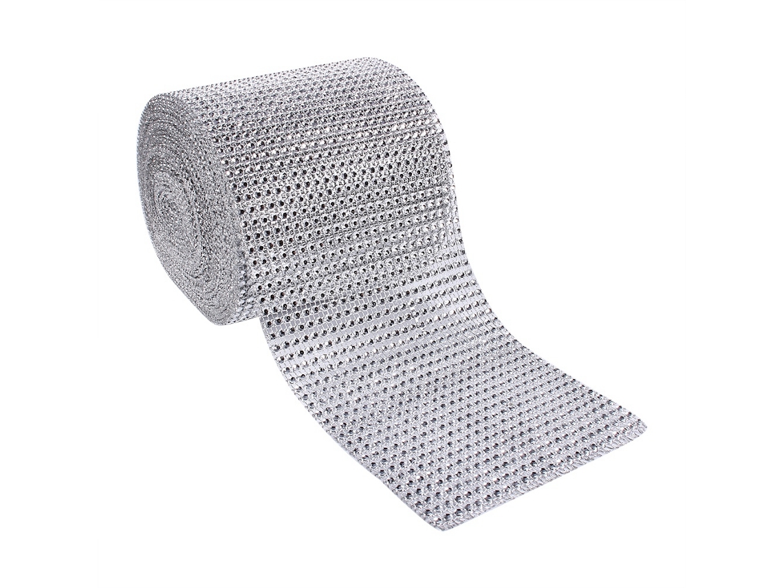 Rollo De Cinta De Malla Plateada Con Imitación De Diamantes, 24 Filas, 9 Metros Para Decoración De Bodas.