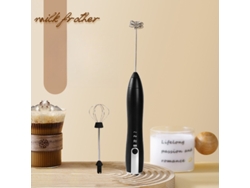 Espumador de leche, batidora eléctrica con 2 varillas, ideal para café, capuchino, chocolate caliente y huevos (negros) Cuich