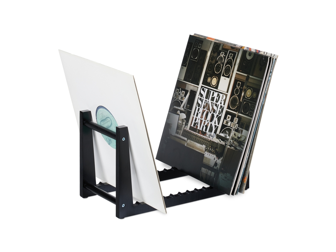 Relaxdays Caja Vinilos, Mueble Almacenaje Lps, Bambú, 12 Ranuras Y Espacio Para 50 Discos, 19,5 X 35 X 17 Cm, Negro