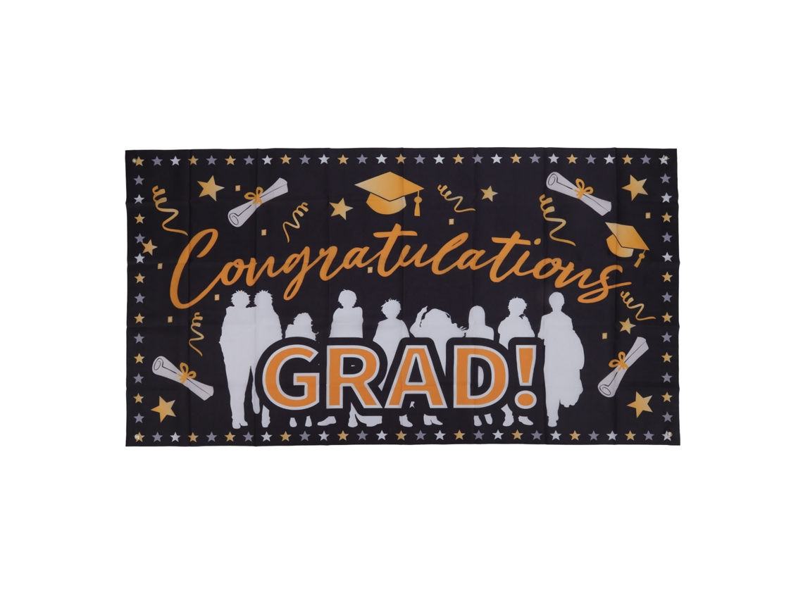 HYMNORA Banderola de Graduación 71x38 Pulgadas Tejido Duradero de Poliéster Sin Decoloración 4 Ojales Fácil Instalación Felicitaciones Graduación Fiesta