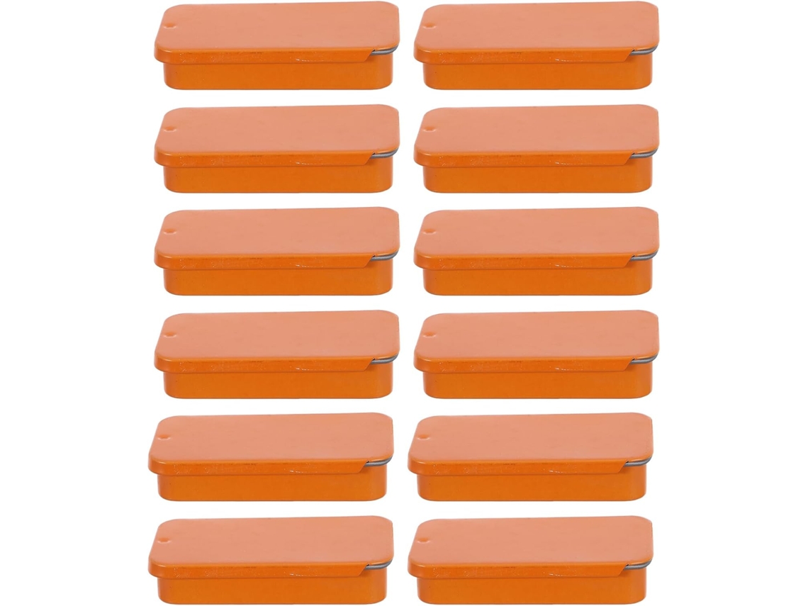 Boîte En Fer, Blanc Orange 60x34x11 Mm À Cuellovercle Cuellolissant