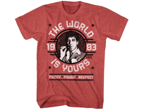 Camiseta Unisexo DEEPSTONE Scarface The World Is Yours brezo rojo (S)